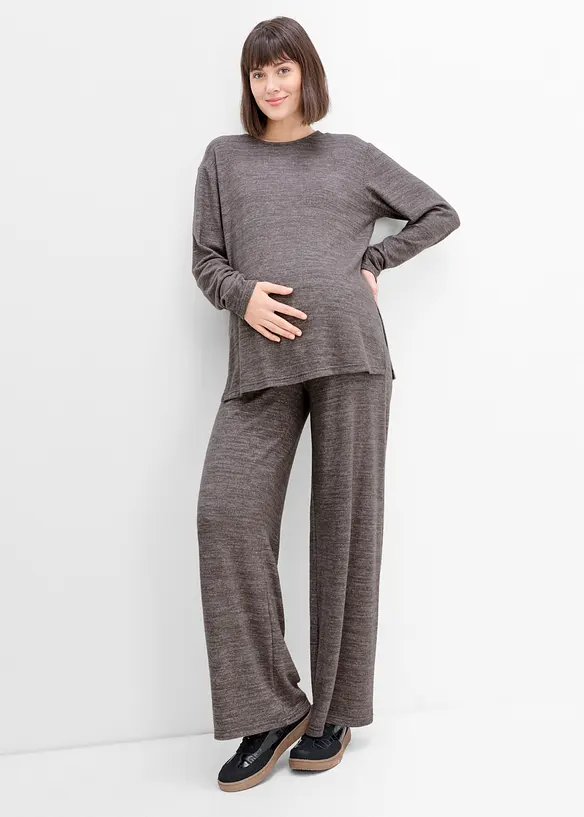 Completo premaman effetto maglia comodo, composto da maglia per l&rsquo;allattamento e pantaloni, bonprix