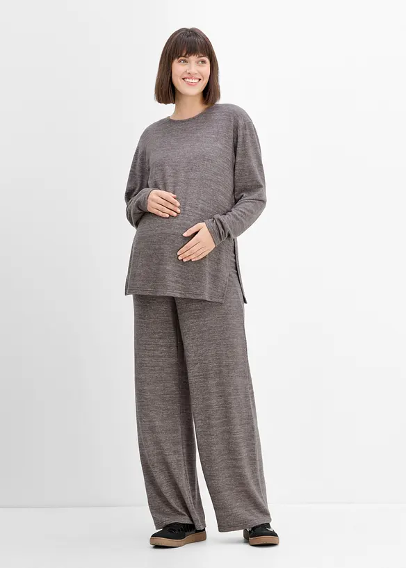 Completo premaman effetto maglia comodo, composto da maglia per l&rsquo;allattamento e pantaloni, bonprix