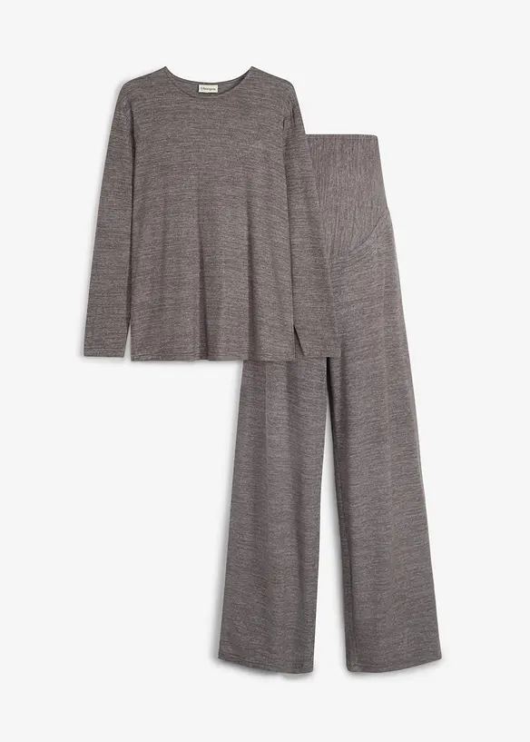 Completo premaman effetto maglia comodo, composto da maglia per l&rsquo;allattamento e pantaloni, bonprix
