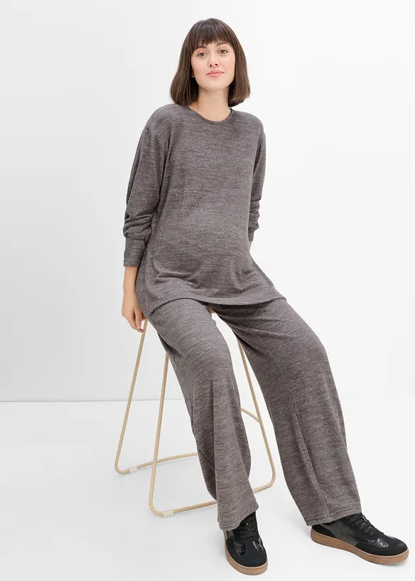 Completo premaman effetto maglia comodo, composto da maglia per l&rsquo;allattamento e pantaloni, bonprix