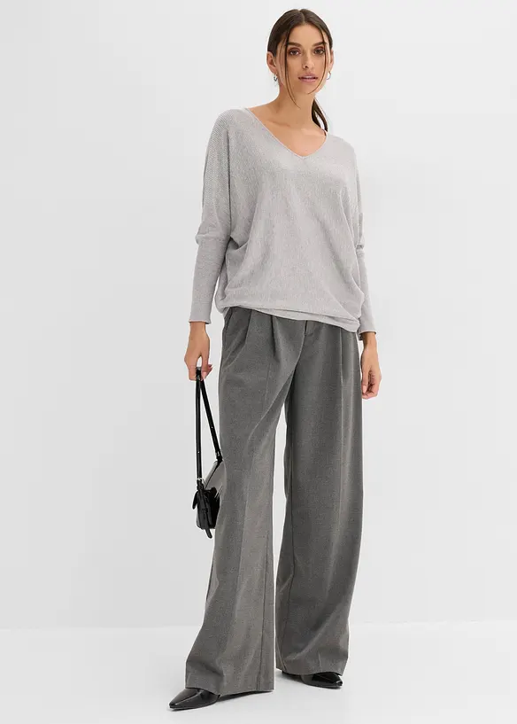 Maglione in filato fine con maniche a pipistrello e strass, bonprix