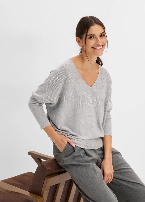Maglione in filato fine con maniche a pipistrello e strass, bonprix