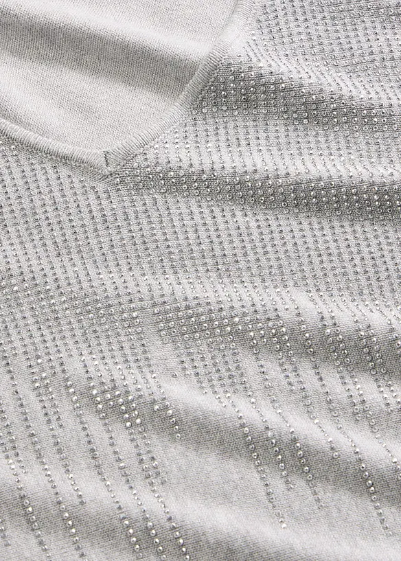 Maglione in filato fine con maniche a pipistrello e strass, bonprix