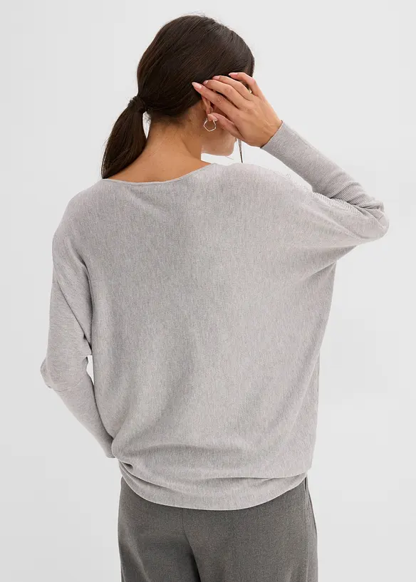 Maglione in filato fine con maniche a pipistrello e strass, bonprix