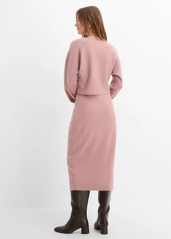 Abito in maglia e maglione abbinato (set 2 pezzi), bonprix