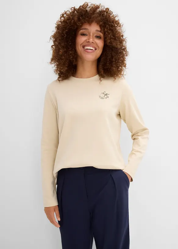 Maglia a maniche lunghe in cotone biologico pesante, bonprix