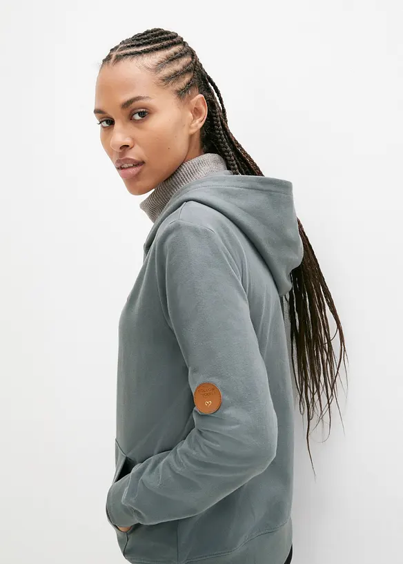 Felpa con zip e cappuccio in puro cotone, bonprix