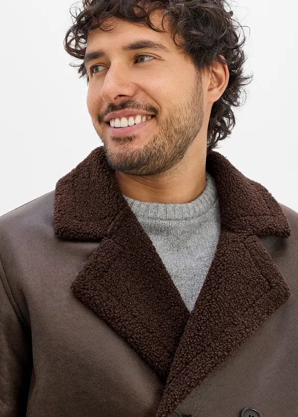 Giacca in similpelle con fodera teddy, bonprix