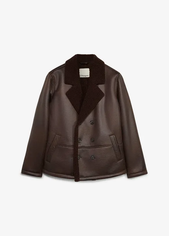 Giacca in similpelle con fodera teddy, bonprix