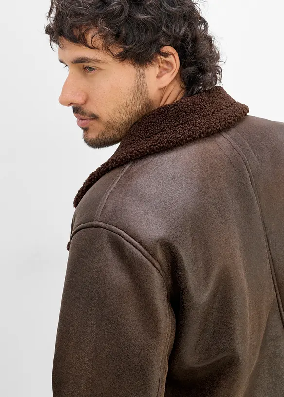 Giacca in similpelle con fodera teddy, bonprix