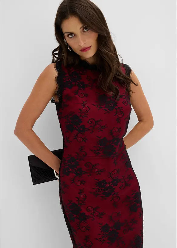 Abito in pizzo con fodera in satin lucido, bonprix