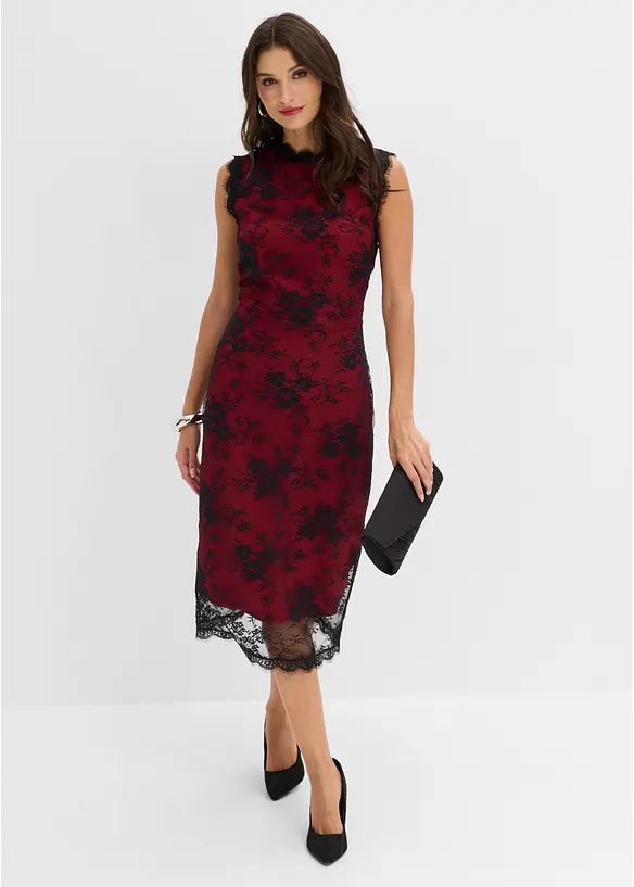 Abito in pizzo con fodera in satin lucido, bonprix
