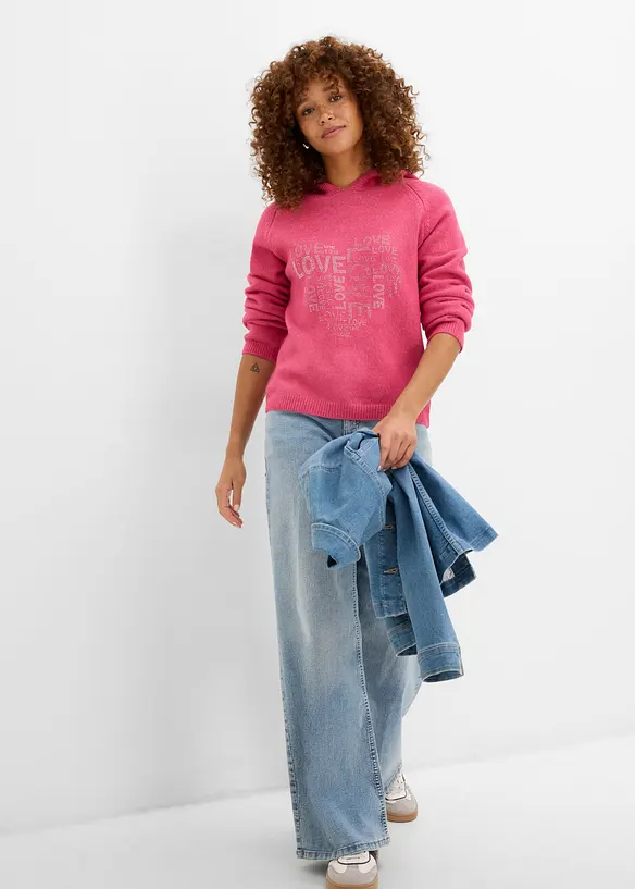 Maglione in filato fine con strass, bonprix