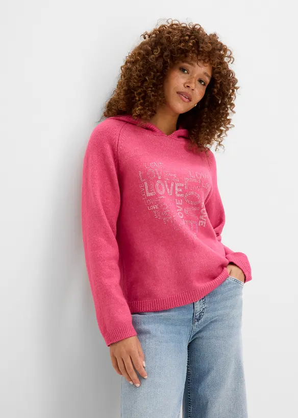 Maglione in filato fine con strass, bonprix
