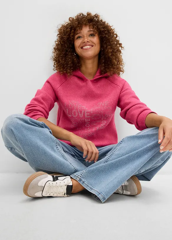 Maglione in filato fine con strass, bonprix
