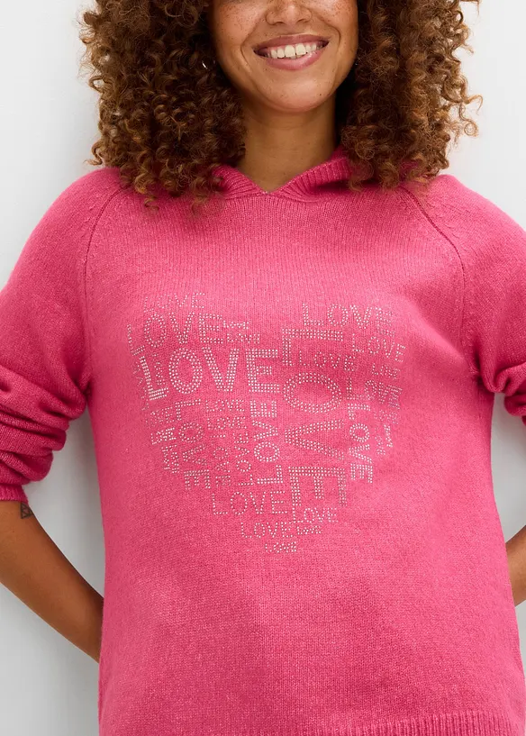 Maglione in filato fine con strass, bonprix