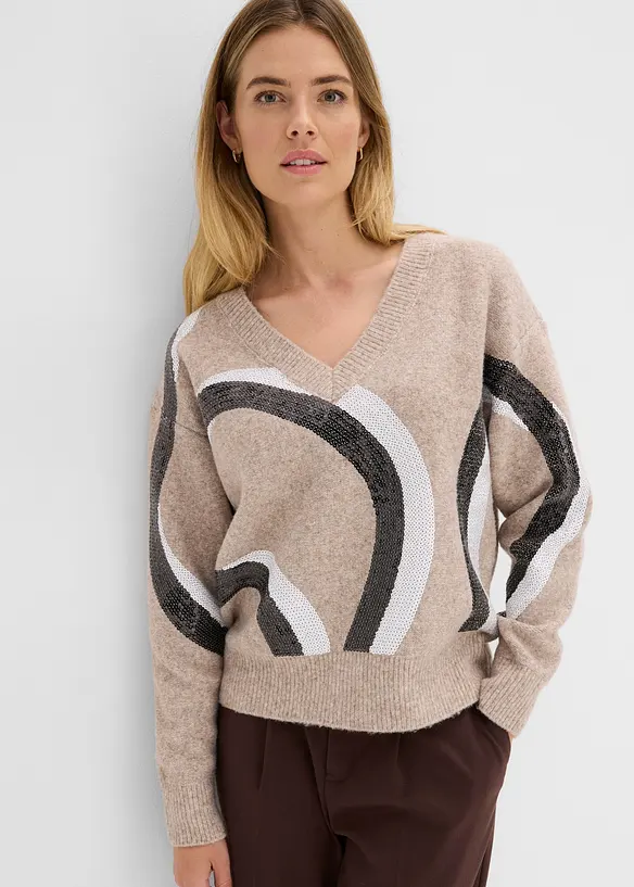 Maglione con paillettes, bonprix