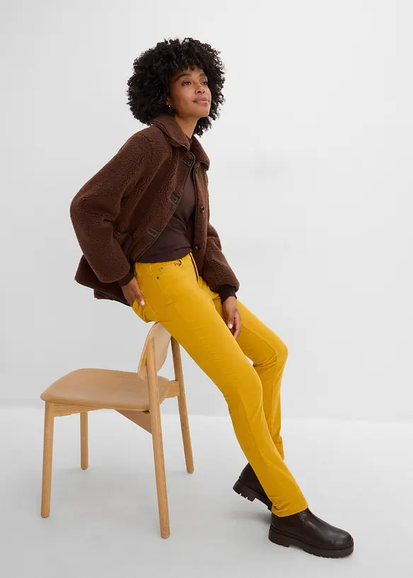 Pantaloni aderenti in velluto a coste misto cotone, bonprix