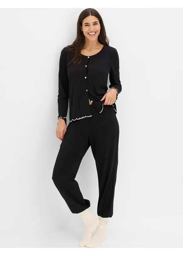 Pigiama in cotone morbido con abbottonatura, bonprix
