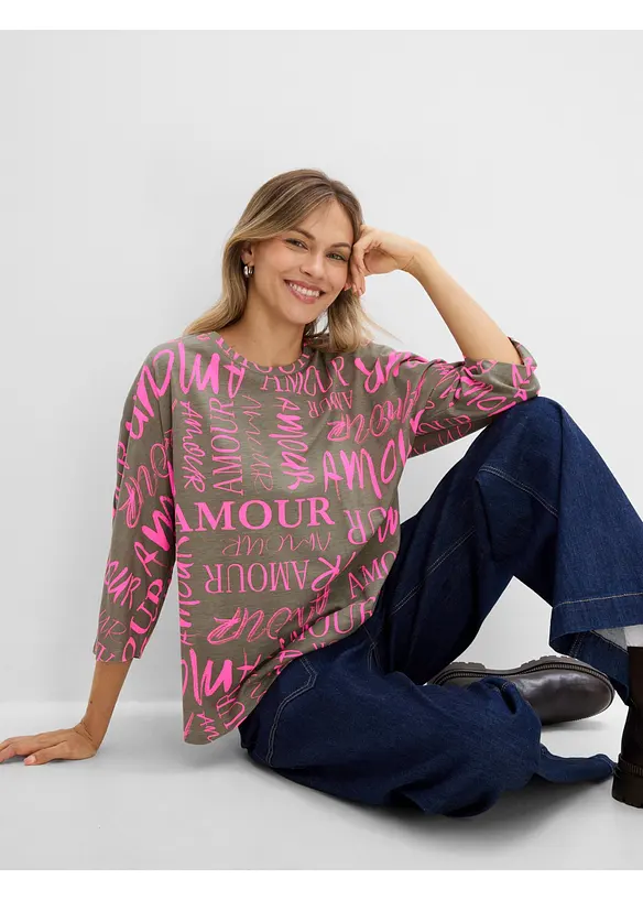Maxi maglia in misto cotone e viscosa, bonprix