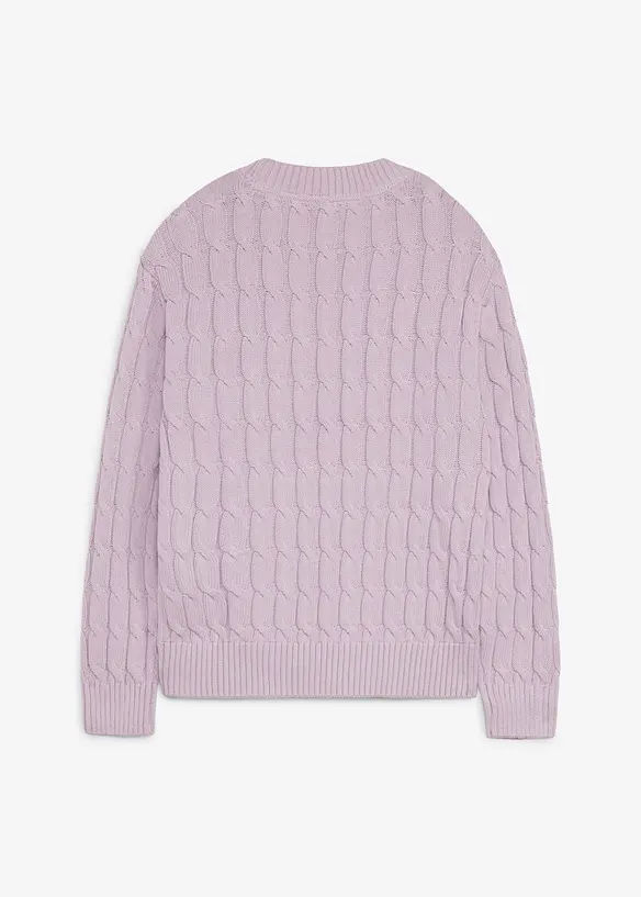 Maglione a trecce in puro cotone biologico, bonprix