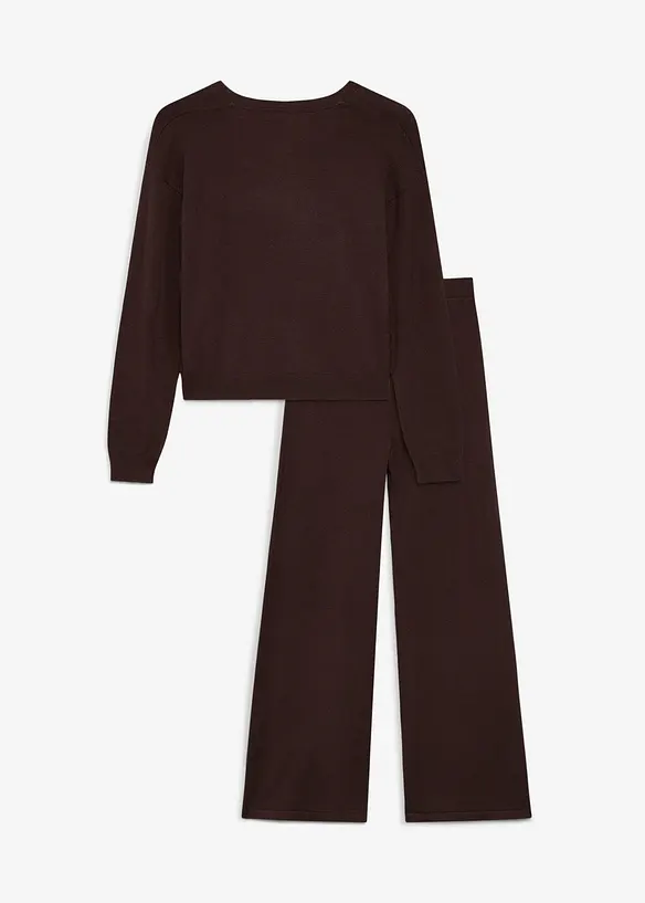 Maglione in filato fine e pantaloni in maglia di morbida viscosa (set 2 pezzi), bonprix