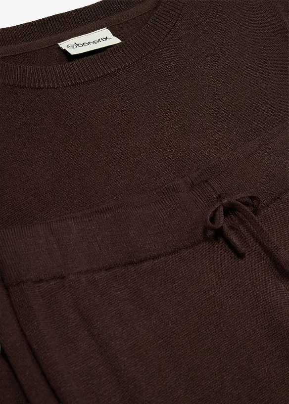 Maglione in filato fine e pantaloni in maglia di morbida viscosa (set 2 pezzi), bonprix