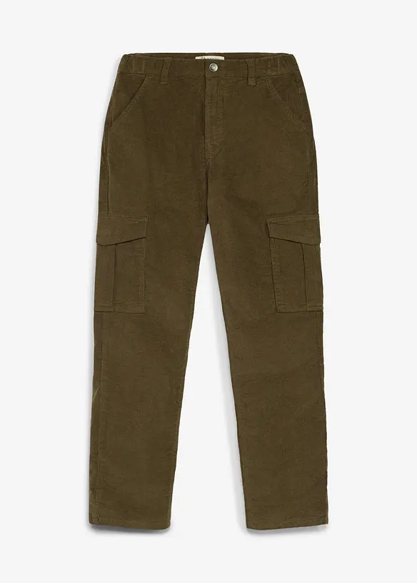 Pantaloni cargo di velluto termici con fodera in jersey, regular fit, bonprix