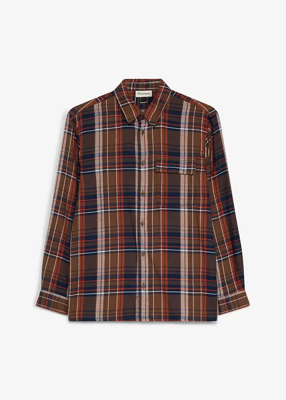 Camicia di flanella a quadri oversize con taschino al petto, bonprix