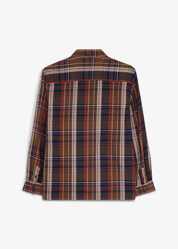 Camicia di flanella a quadri oversize con taschino al petto, bonprix