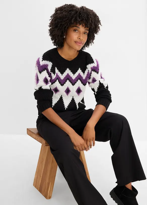 Maglione in filato grosso con motivo nordico, bonprix