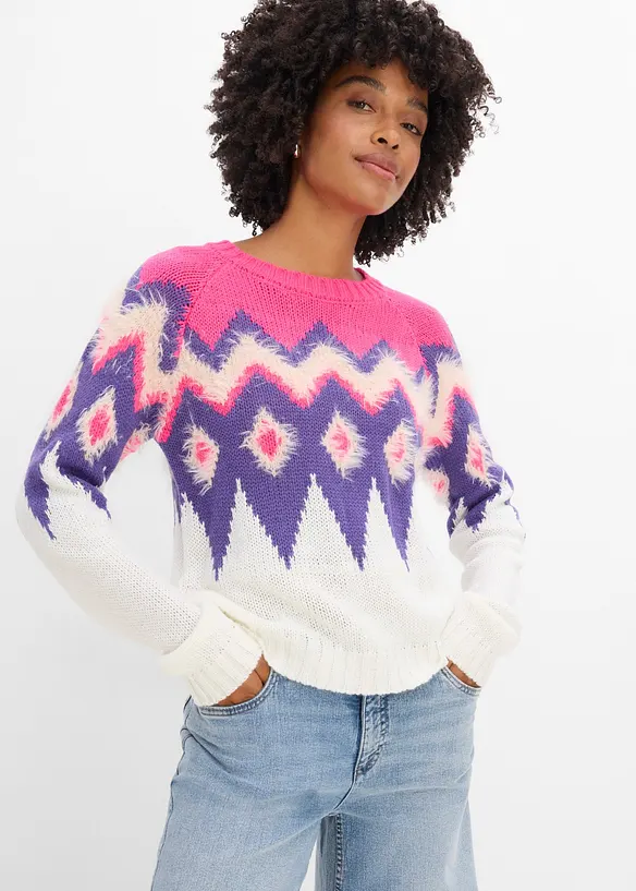 Maglione in filato grosso con motivo nordico, bonprix