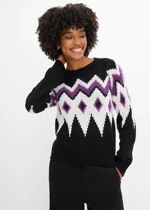 Maglione in filato grosso con motivo nordico, bonprix