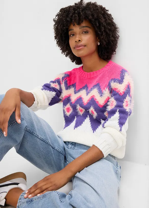 Maglione in filato grosso con motivo nordico, bonprix