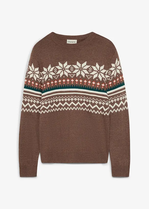 Maglione in filato fine con motivo norvegese, bonprix