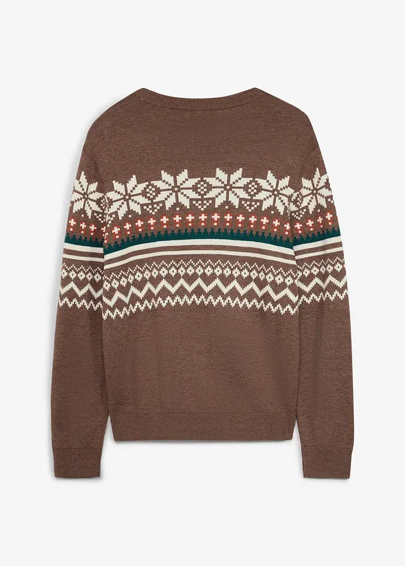 Maglione in filato fine con motivo norvegese, bonprix