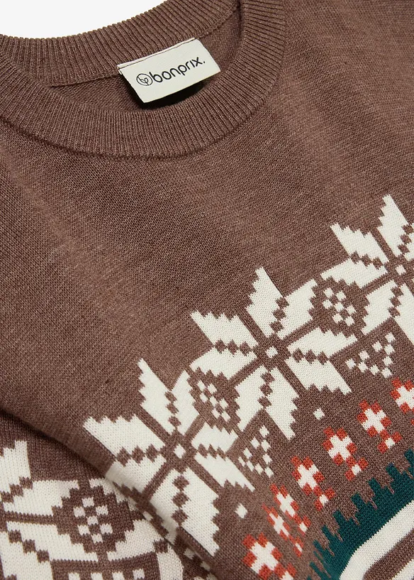 Maglione in filato fine con motivo norvegese, bonprix