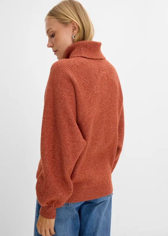 Maglione a collo alto con maniche a sbuffo, bonprix