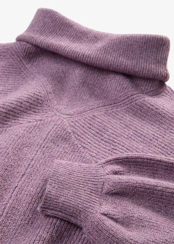 Maglione a collo alto con maniche a sbuffo, bonprix