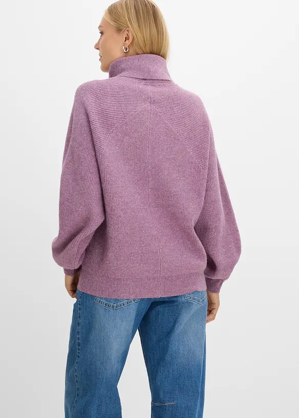 Maglione a collo alto con maniche a sbuffo, bonprix