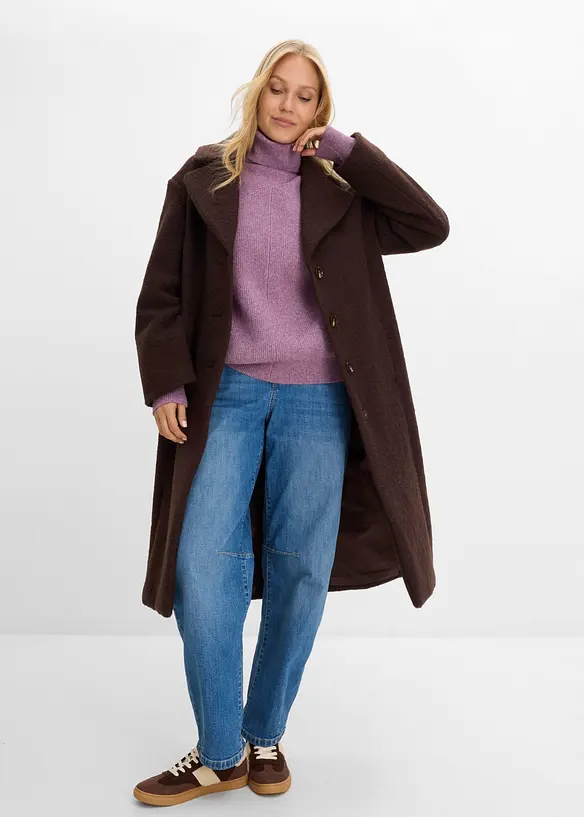 Maglione a collo alto con maniche a sbuffo, bonprix