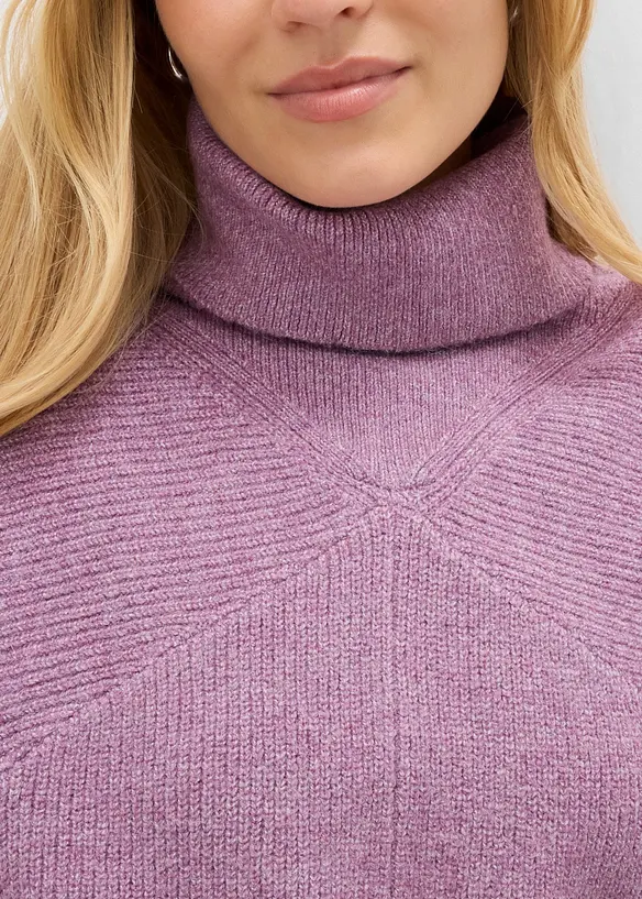 Maglione a collo alto con maniche a sbuffo, bonprix