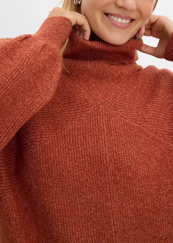 Maglione a collo alto con maniche a sbuffo, bonprix