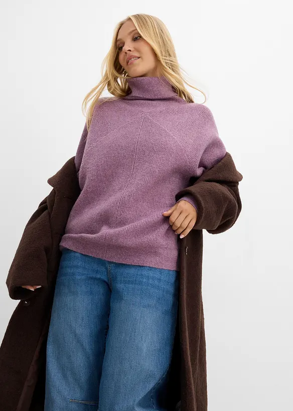 Maglione a collo alto con maniche a sbuffo, bonprix