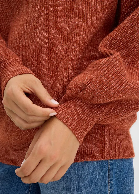 Maglione a collo alto con maniche a sbuffo, bonprix