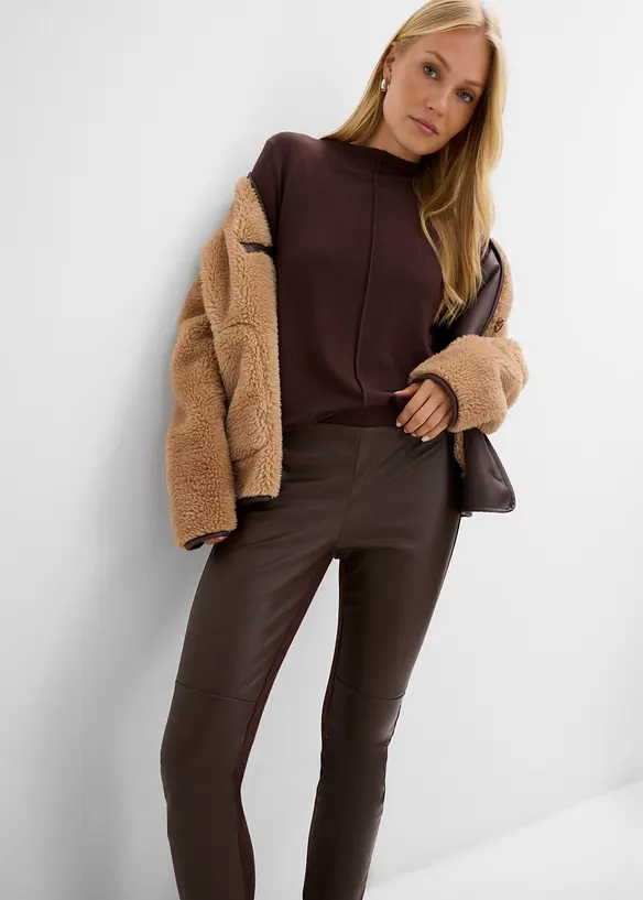 Leggings in similpelle con impunture al ginocchio, bonprix