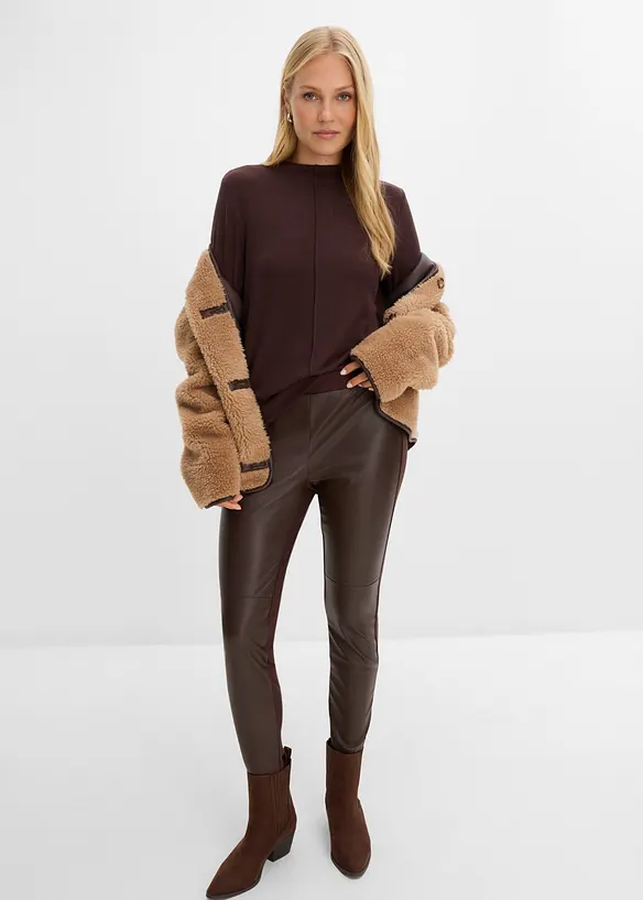 Leggings in similpelle con impunture al ginocchio, bonprix