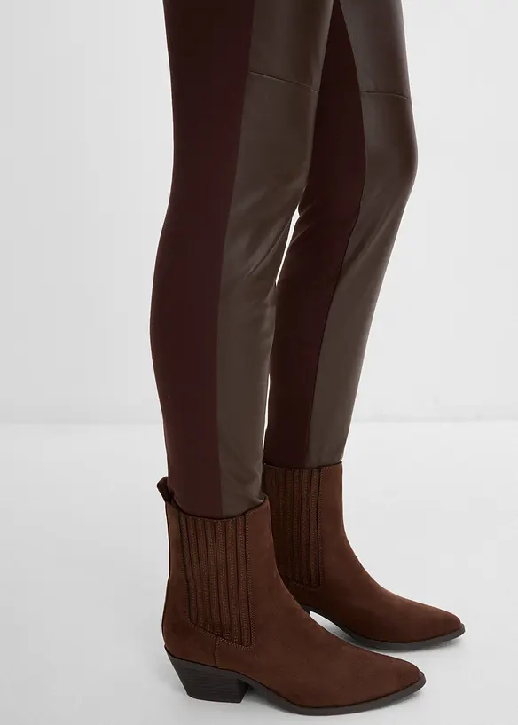 Leggings in similpelle con impunture al ginocchio, bonprix