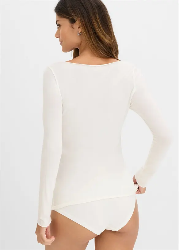 Maglia a maniche lunghe leggerissima con scollo a barca in misto cachemire, bonprix