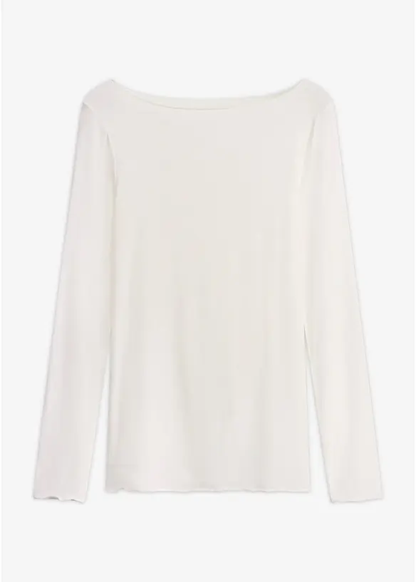 Maglia a maniche lunghe leggerissima con scollo a barca in misto cachemire, bonprix